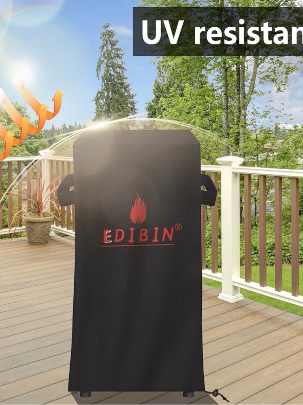 Edibin Black Grill Cover - UV Resistant Outdoor Protector